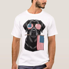 Camiseta Labrador Patriótico Preto