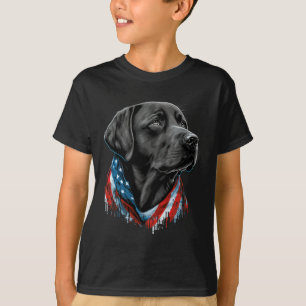 Camiseta Labrador Patriótico Preto Usa 4 De Julho Americano