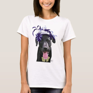 Camiseta Labrador Preto Com Fascinador Azul