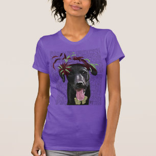 Camiseta Labrador Preto Com Fascinador Verde