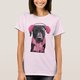 Camiseta Labrador Preto Com Mata De Ouvido