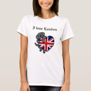 Camiseta Labrador preto & de bandeira do Reino Unido