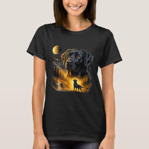 Camiseta Labrador preto uivando para a lua cachorro vintage