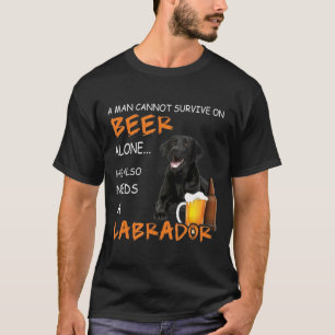 Camiseta Labrador Preto - Um Homem Não Pode Sobrevirer Só d