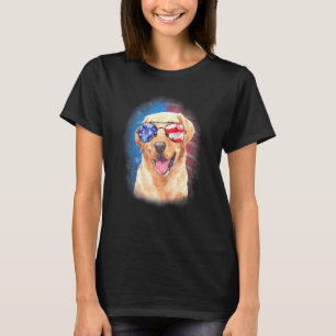 Camiseta Labrador Puppy American Independence Day Flag