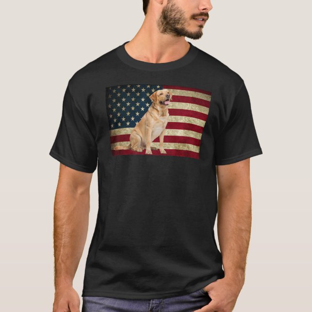 Camiseta Labrador recupera American Flag labor dog Animal (Frente)