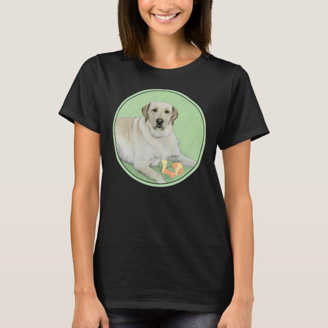 Camiseta Labrador Retriever Amarelo Com Bolas Tênis (Frente)