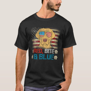 Camiseta Labrador Retriever Americano Bite Vermelho Azul Ba