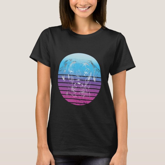 Camiseta Labrador Retriever Arte de Cão Gradiente Retro Ama (Frente)