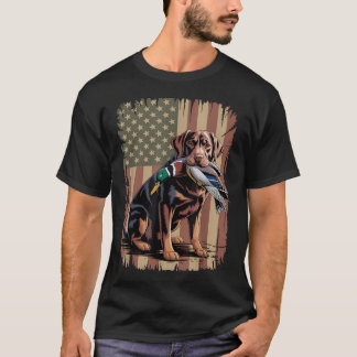 Camiseta Labrador Retriever Caça a Patos Bandeira Americana