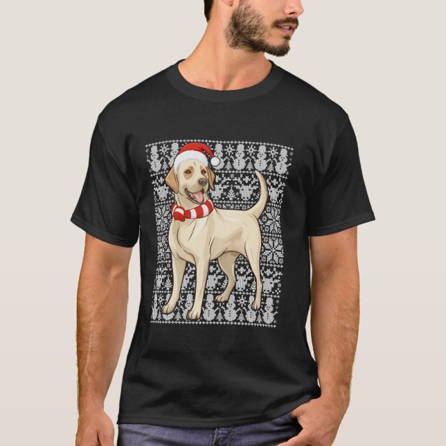 Camiseta Labrador Retriever Cachorro Papai Noel Mulheres Fe (Frente)