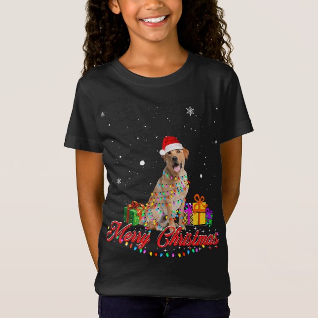 Camiseta Labrador Retriever Cachorro Papais noeis de Natal  (Frente)