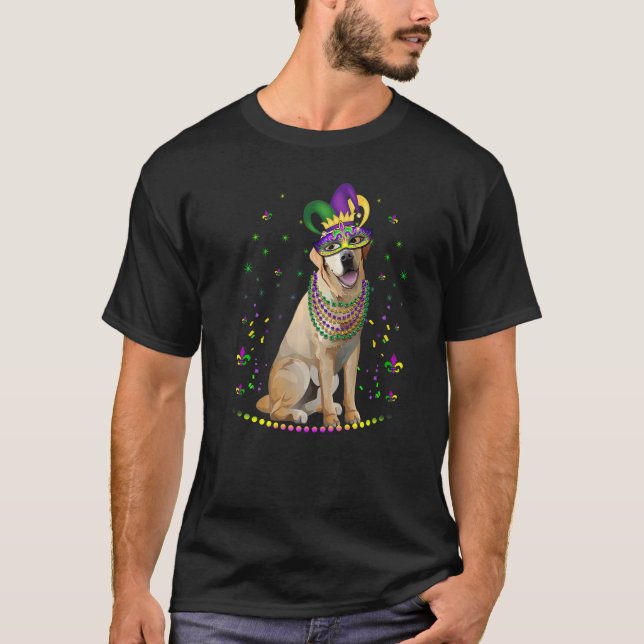 Camiseta Labrador Retriever Carnaval Mardi Gras Bufa (Frente)
