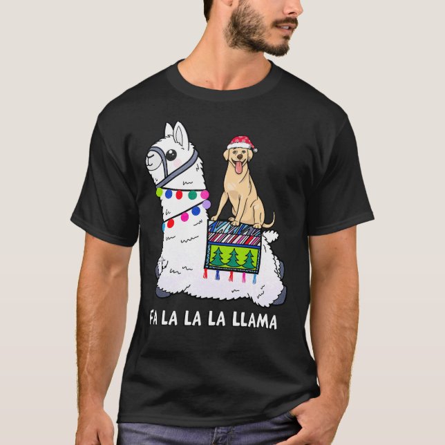Camiseta Labrador Retriever Christmas Riding Llama (Frente)