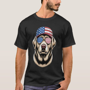 Camiseta Labrador Retriever com Bandeira dos EUA