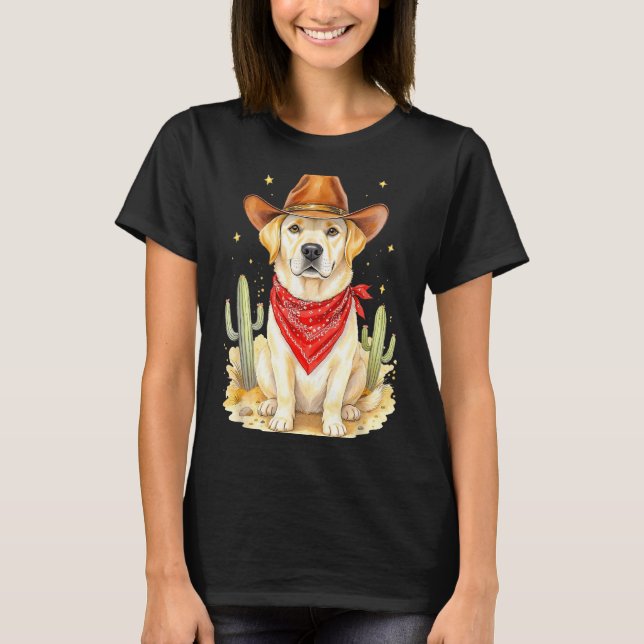 Camiseta Labrador Retriever Cowboy Dog Western Llabrador Co (Frente)