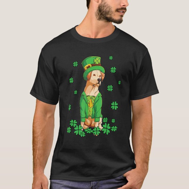 Camiseta Labrador Retriever Dia de São Patrício Shamrock L (Frente)