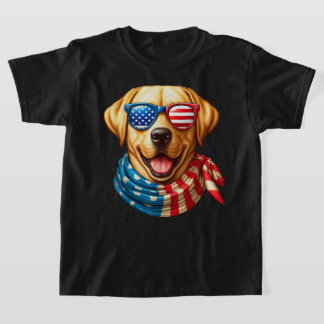 Camiseta Labrador Retriever Dog American Flag Patriótico 4º