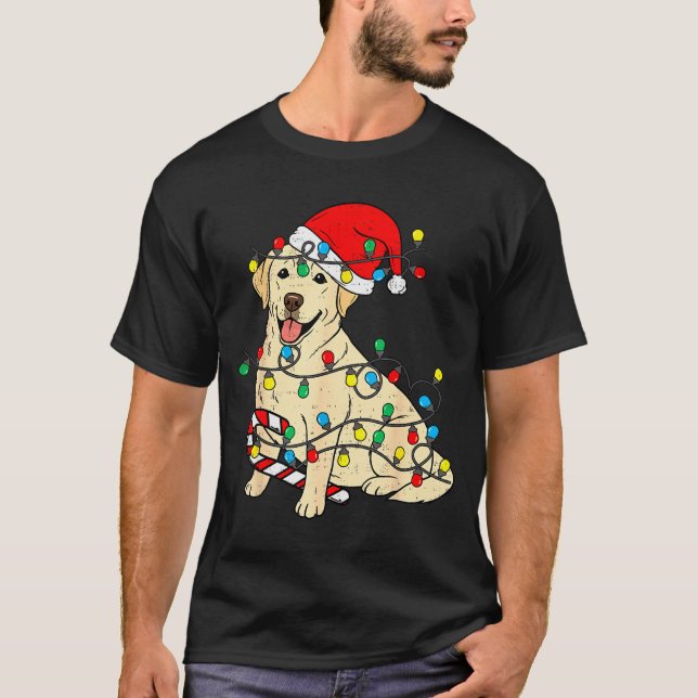 Camiseta Labrador Retriever Dog Christmas Lights Xmas Pet D (Frente)