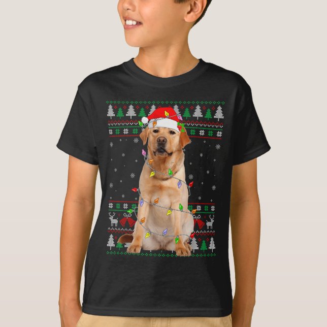 Camiseta Labrador Retriever Dog Christmas Ugly Sweater Ligh (Frente)