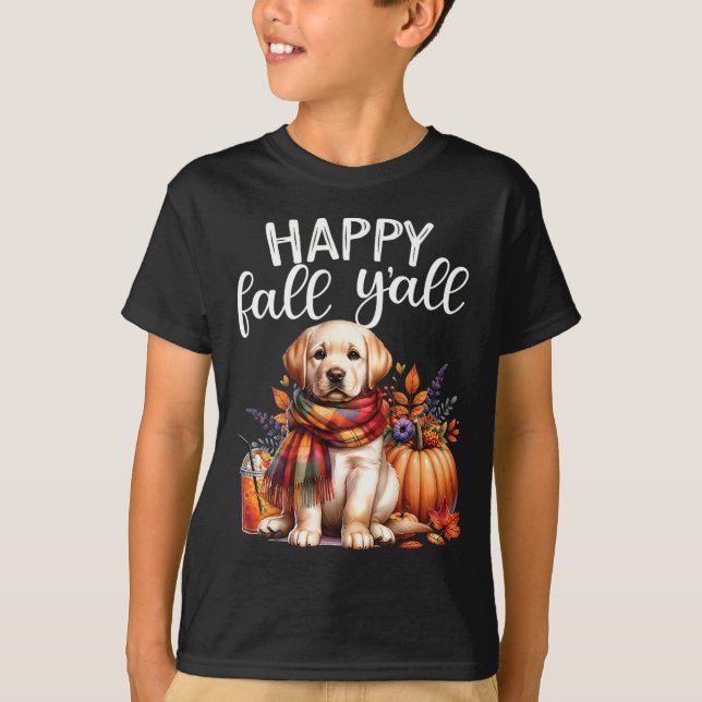 Camiseta Labrador Retriever Dog Pumpkin Spice Happy Fall Ya (Frente)