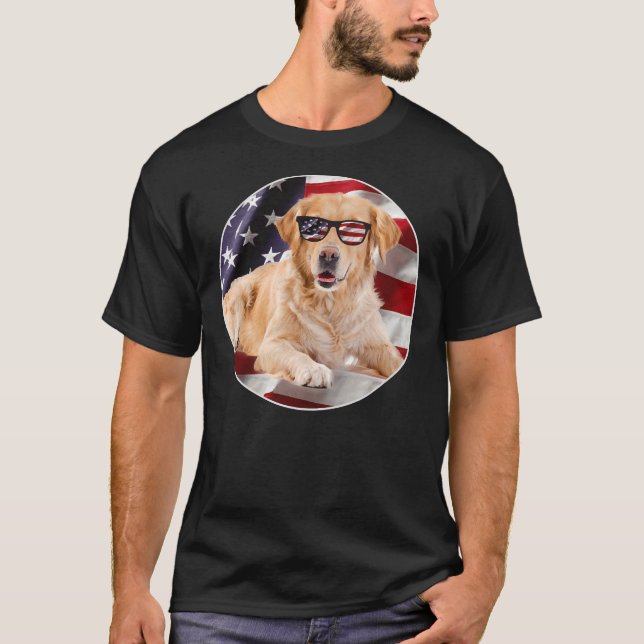 Camiseta Labrador Retriever Dog Usa Flag Patriot (Frente)