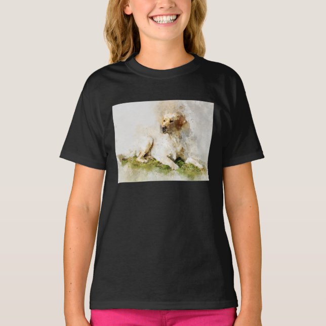 Camiseta Labrador Retriever Dog Watercolor Retrato 03 (Frente)