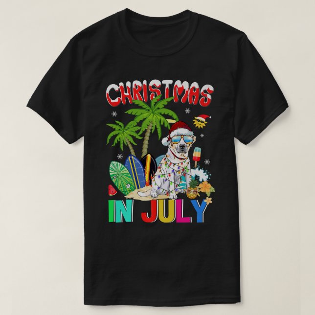 Camiseta Labrador Retriever em Santa Hat Sunglass Christm (Frente do Design)