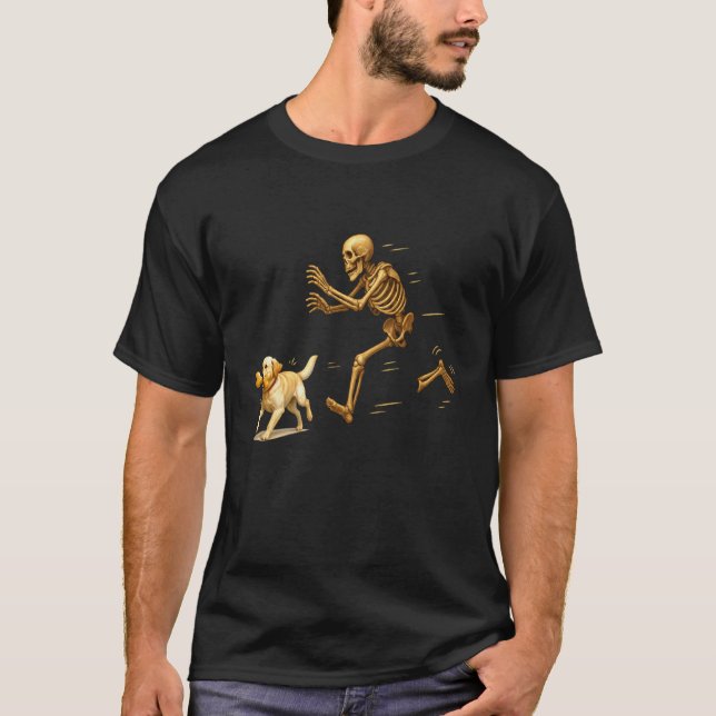 Camiseta Labrador Retriever Engraçado Rouba Osso Do Esquele (Frente)