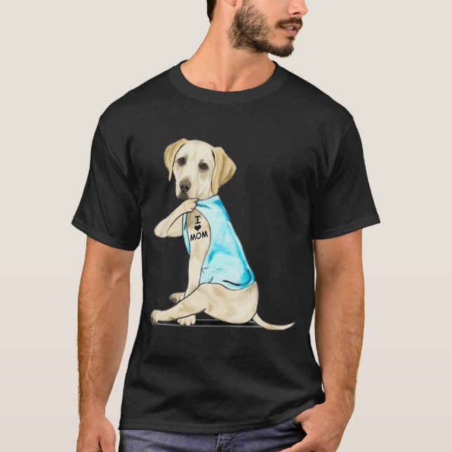 Camiseta Labrador Retriever Eu Amo Mãe Tatuada Mãe Cachorro (Frente)