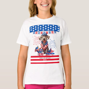 Camiseta Labrador Retriever Feliz 4 De Julho De Independênc