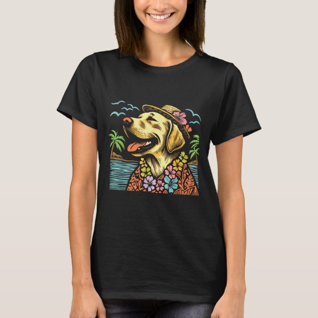 Camiseta Labrador Retriever Floral Trocal Summer Vibes Hawa (Frente)