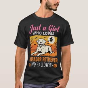 Camiseta Labrador Retriever Halloween Menina Cachorro Vinta