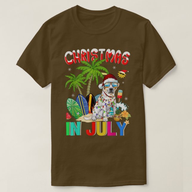 Camiseta Labrador Retriever in Santa Hat Sunglasses Christm (Frente do Design)