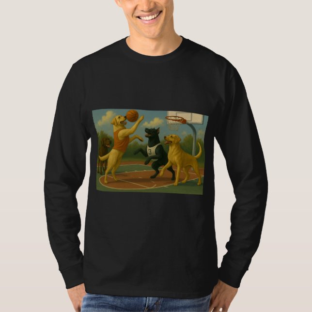 Camiseta Labrador Retriever jogando basquete  (Frente)