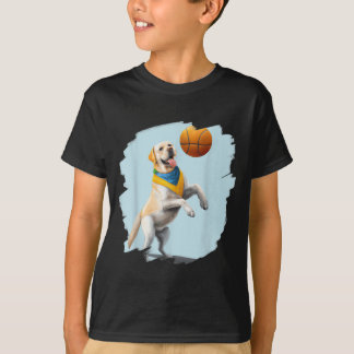 Camiseta Labrador Retriever Jogando Basquete Cachorro Engra