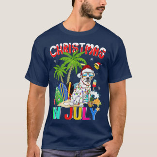 Camiseta Labrador Retriever no Natal de Santa Hat em julho