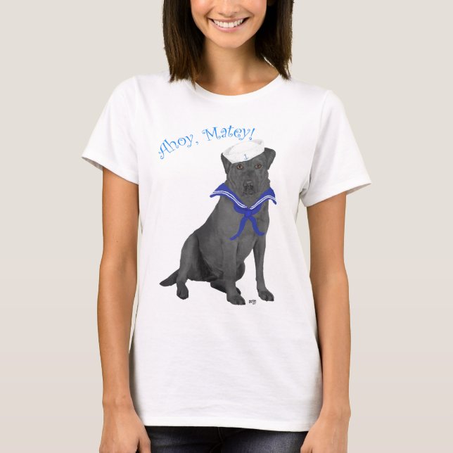 Camiseta Labrador Retriever Preto Marinheiro (Frente)