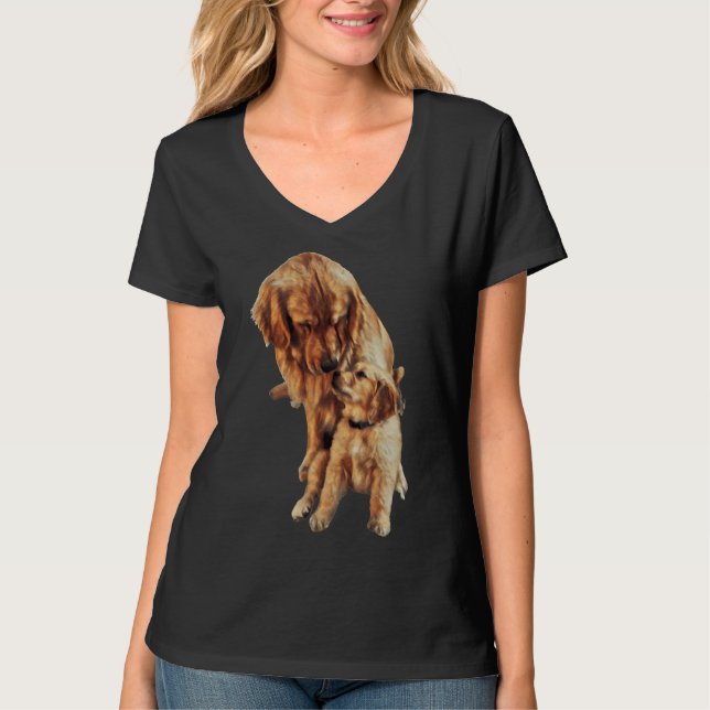 Camiseta Labrador Retriever Puppy Com Mãe (Frente)