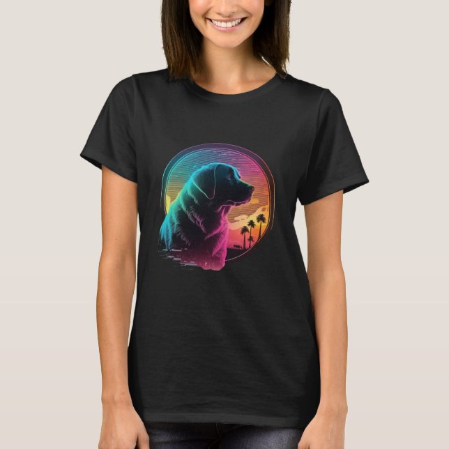 Camiseta Labrador Retriever Synthwave 80s Retrowave Aesthet (Frente)