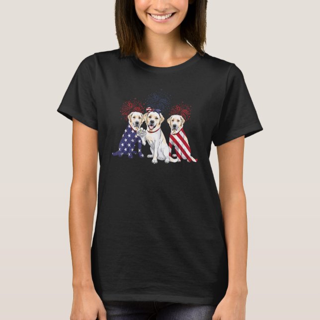 Camiseta Labrador Retriever US Flag 4th Of July Independenc (Frente)