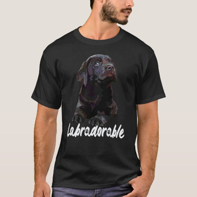 Camiseta Labradorable Cachorro Labrador Chocolate Castanho  (Frente)