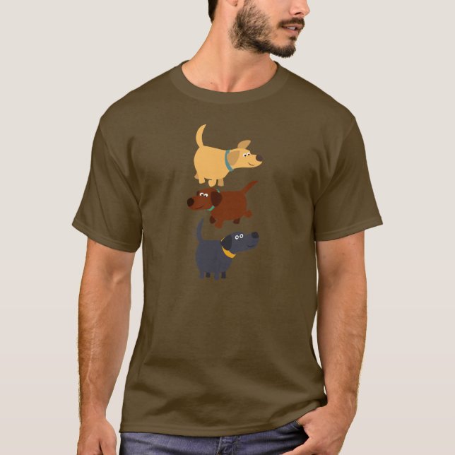 Camiseta Labradores de desenhos animados em 3 flavors T-shi (Frente)