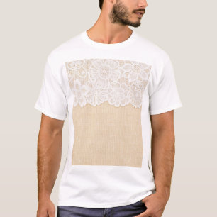 Camiseta Lace branco sobre design de tecido.