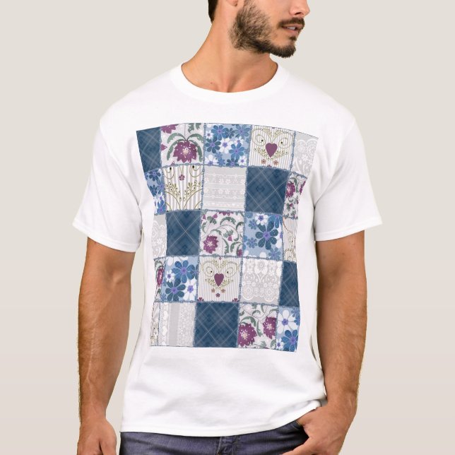 Camiseta Lace Floral: Colheita de Patches Sem Olhos. (Frente)