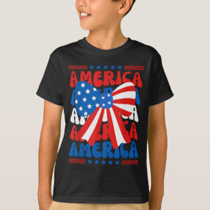 Camiseta Laço Americano Coquete Patriótico Bandeira EUA Fel
