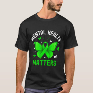 Camiseta laço borboleta verde de conscientização da saúde m