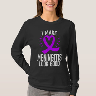 Camiseta Laço Borgonha Torna a Consciencialização da Mening