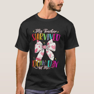 Camiseta Laço Coquete Amor Minha Professora Sobreviveu 100 