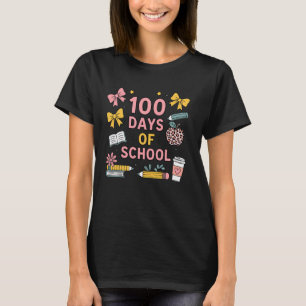 Camiseta Laço Coquete de 100 Dias de Escola 100º Dia de Esc